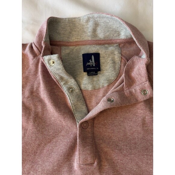 JOHNNIE-O Men's Whaling Henley Pullover XL Malibu Red Snap Sweater Lightweight - Picture 6 of 11